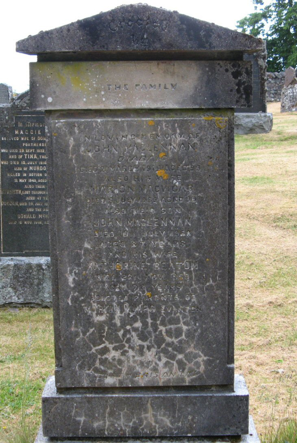 Photo of headstones/John MacLennan died 1919 [1918] MI Gairloch Old